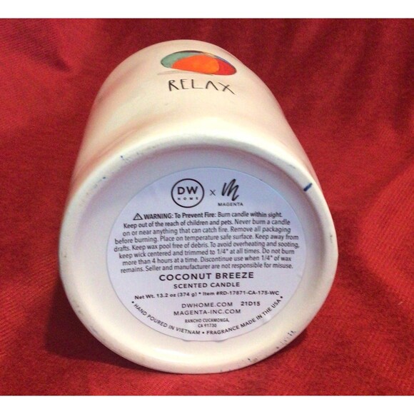 COCONUT BREEZE RELAX BEACH YOGA SCENTED CANDLE RAE DUNN Ivory Pottery NEW - Picture 5 of 5
